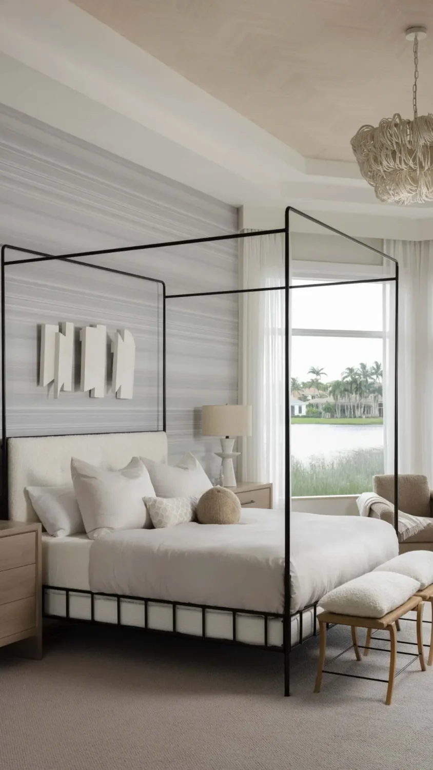 Luxurious modern bedroom with netural tones
